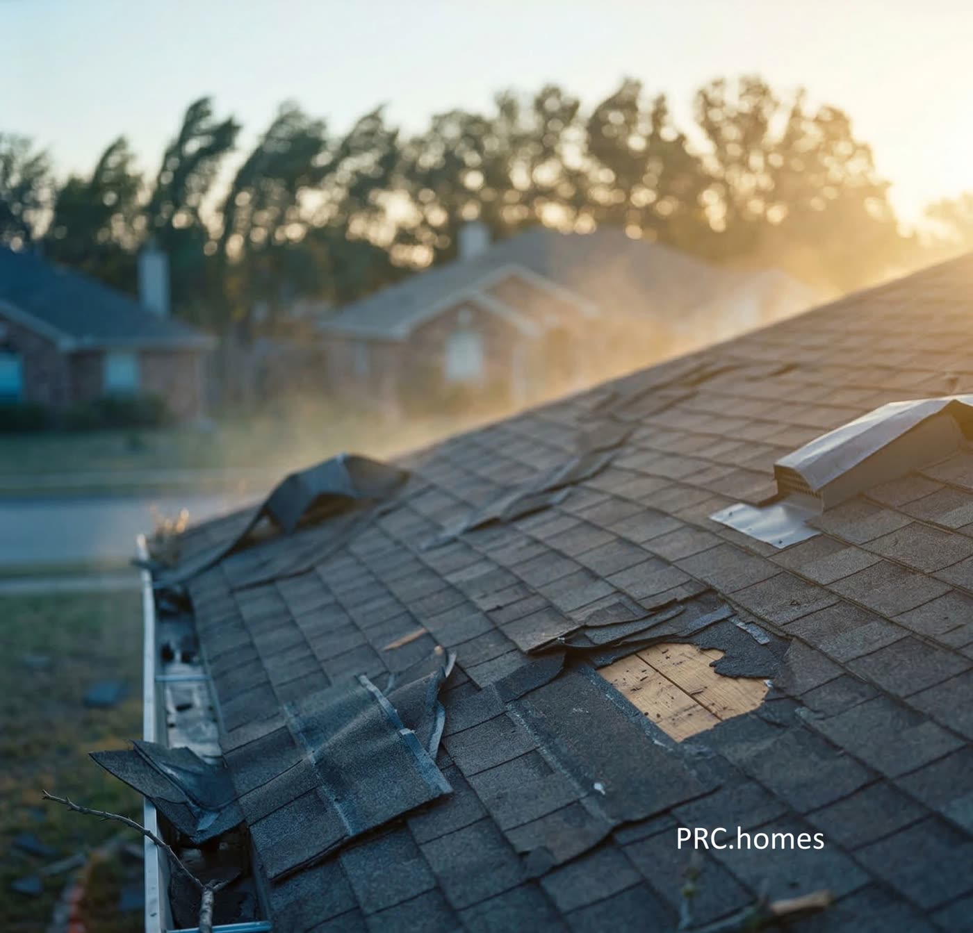 Hail-damaged roof on a North Texas home