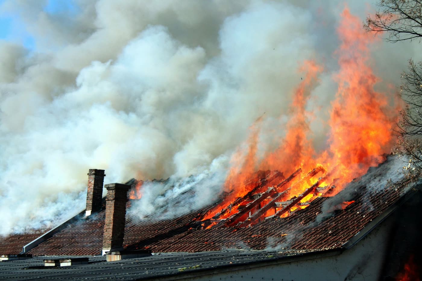 Fire-damaged Fort Worth house during restoration