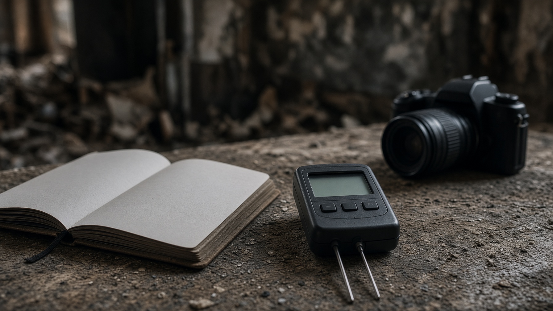 Field notebook and moisture meter used to document a Fort Worth restoration loss