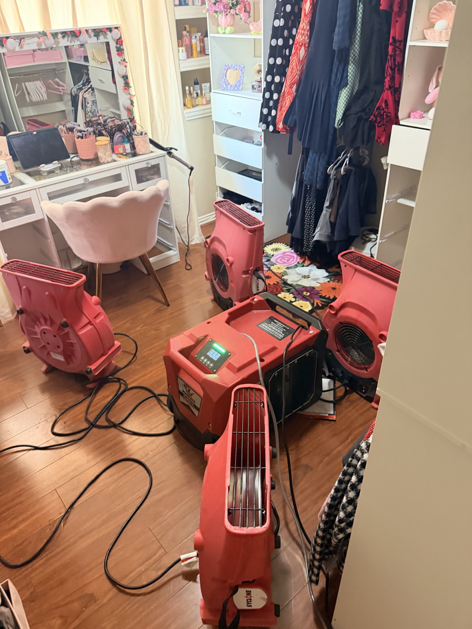 Fort Worth — closet with contents in place during a water loss