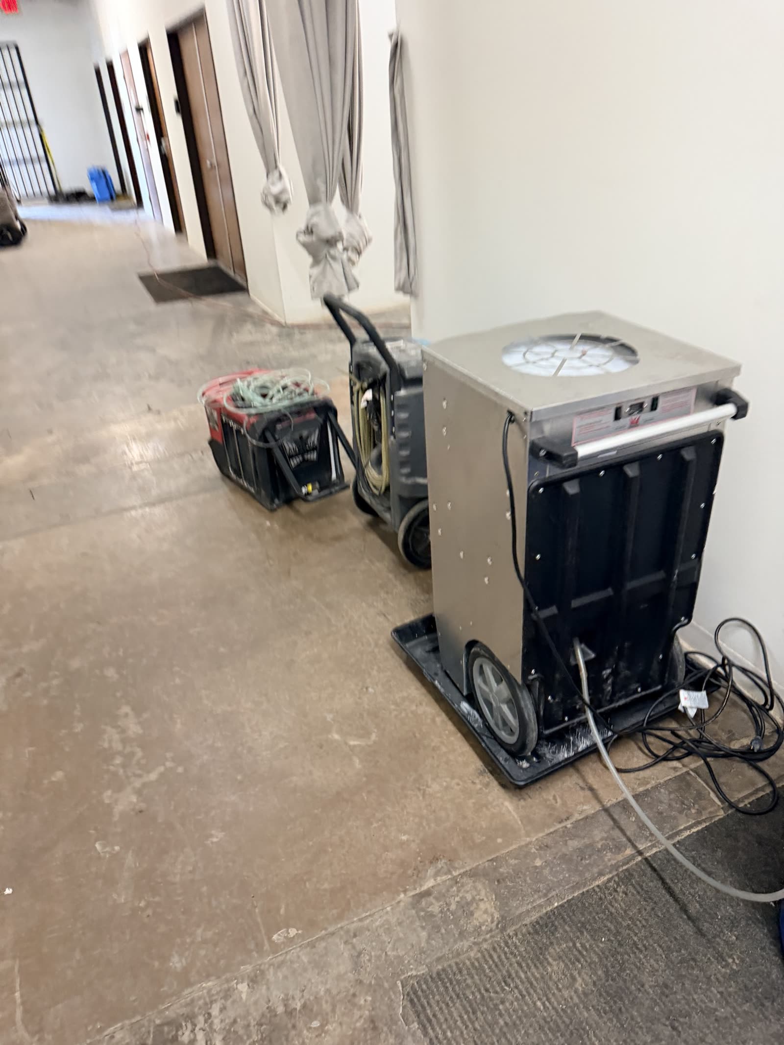 Fort Worth — commercial dehumidifier on the corridor floor