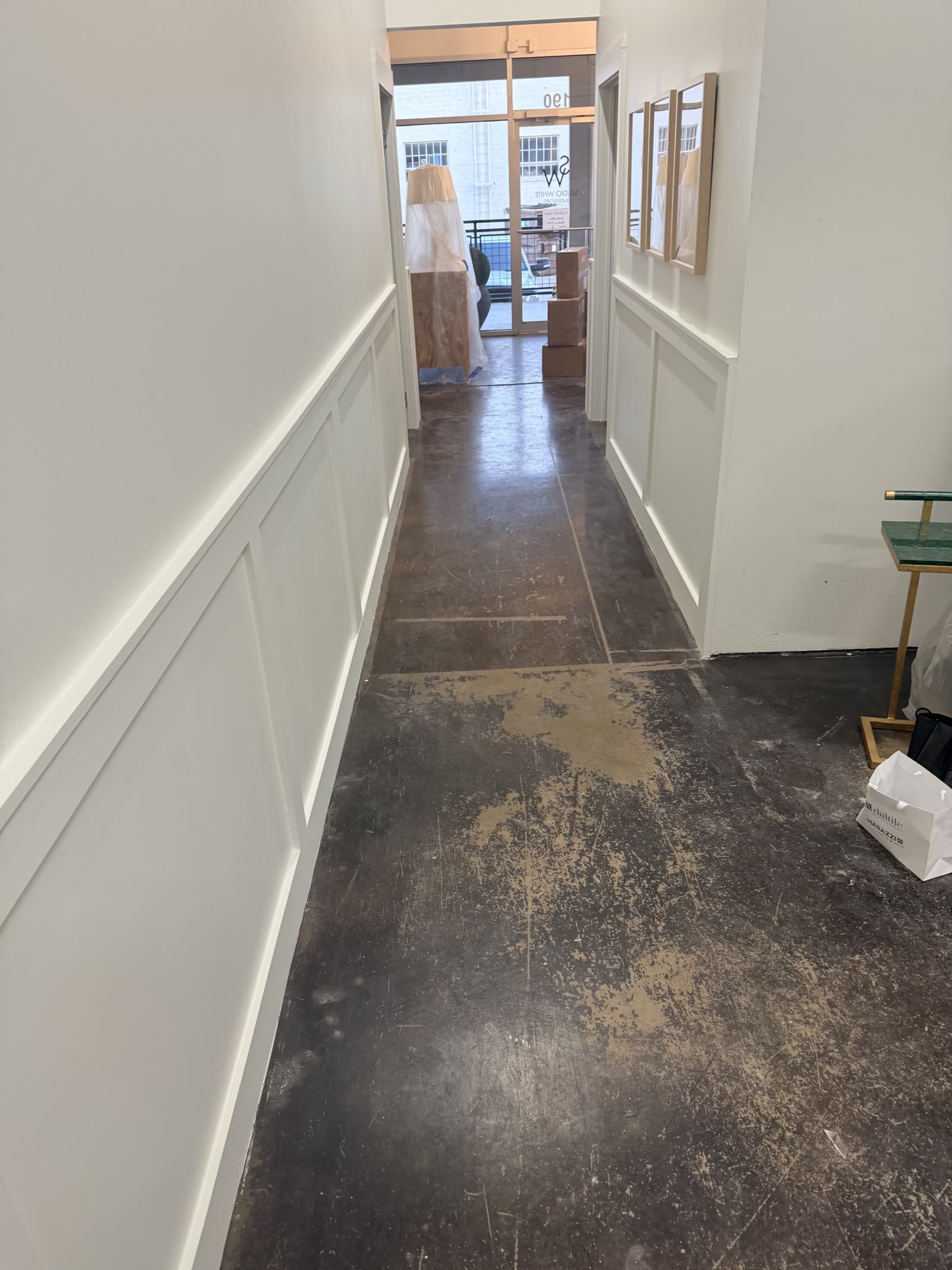 Fort Worth — finished painted wainscot after commercial water reconstruction