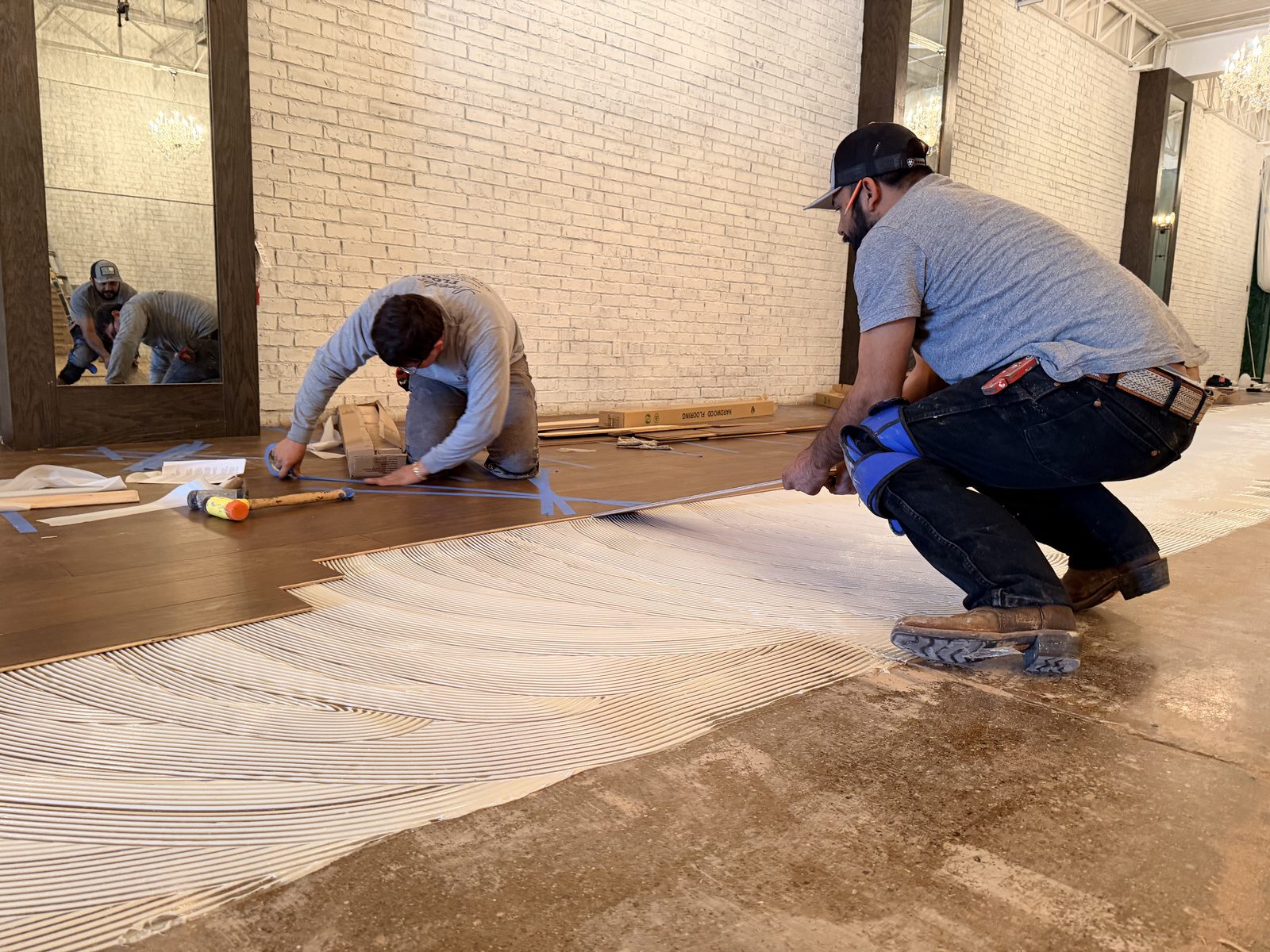 Dallas Design District — spreading adhesive
