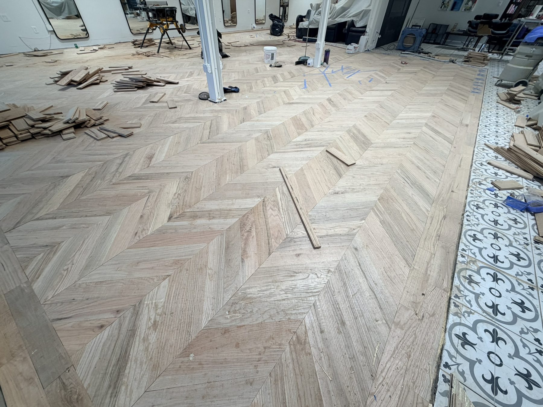 Dallas Design District — chevron install in progress