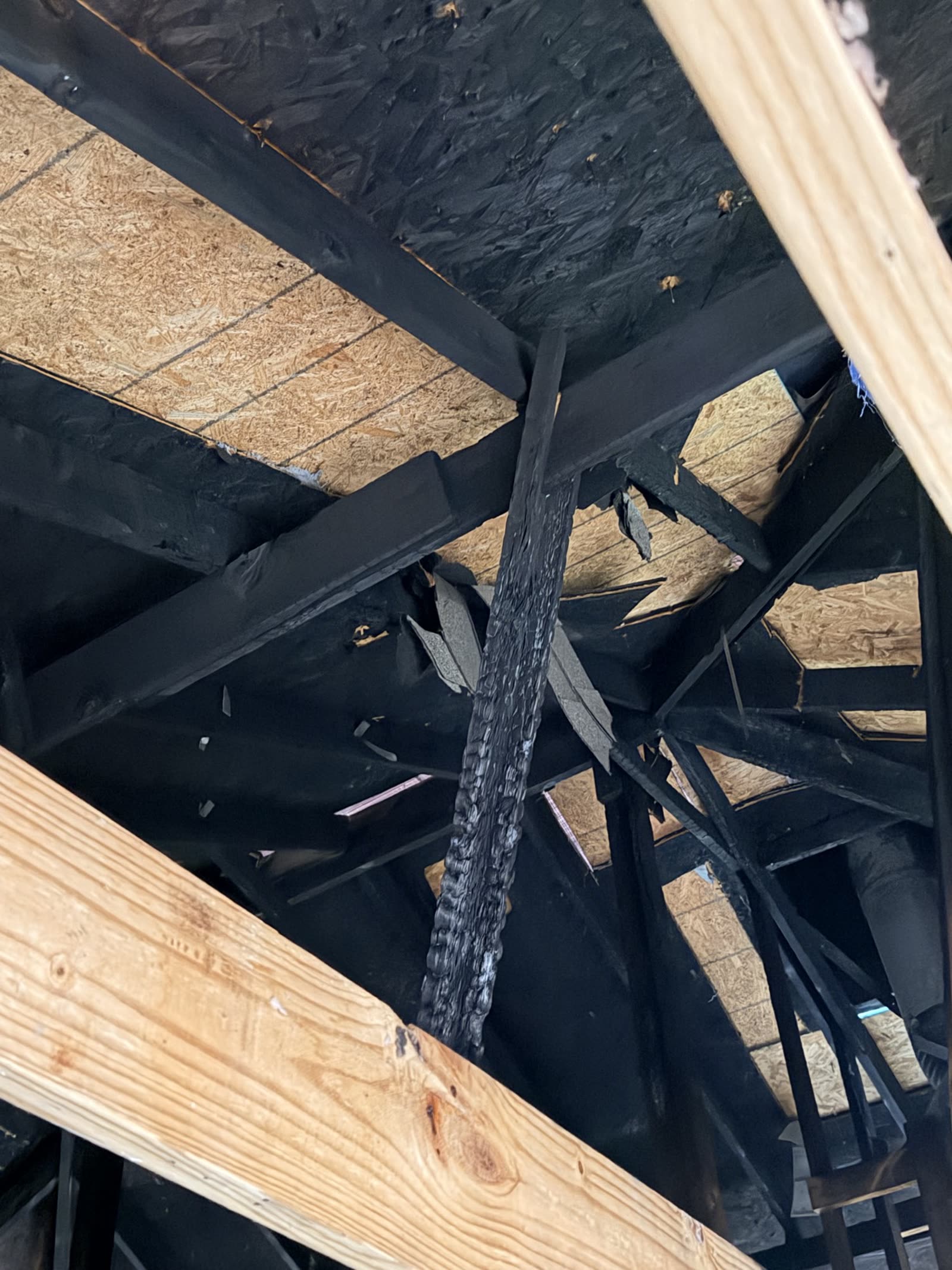 Fort Worth — compromised rafter after fire