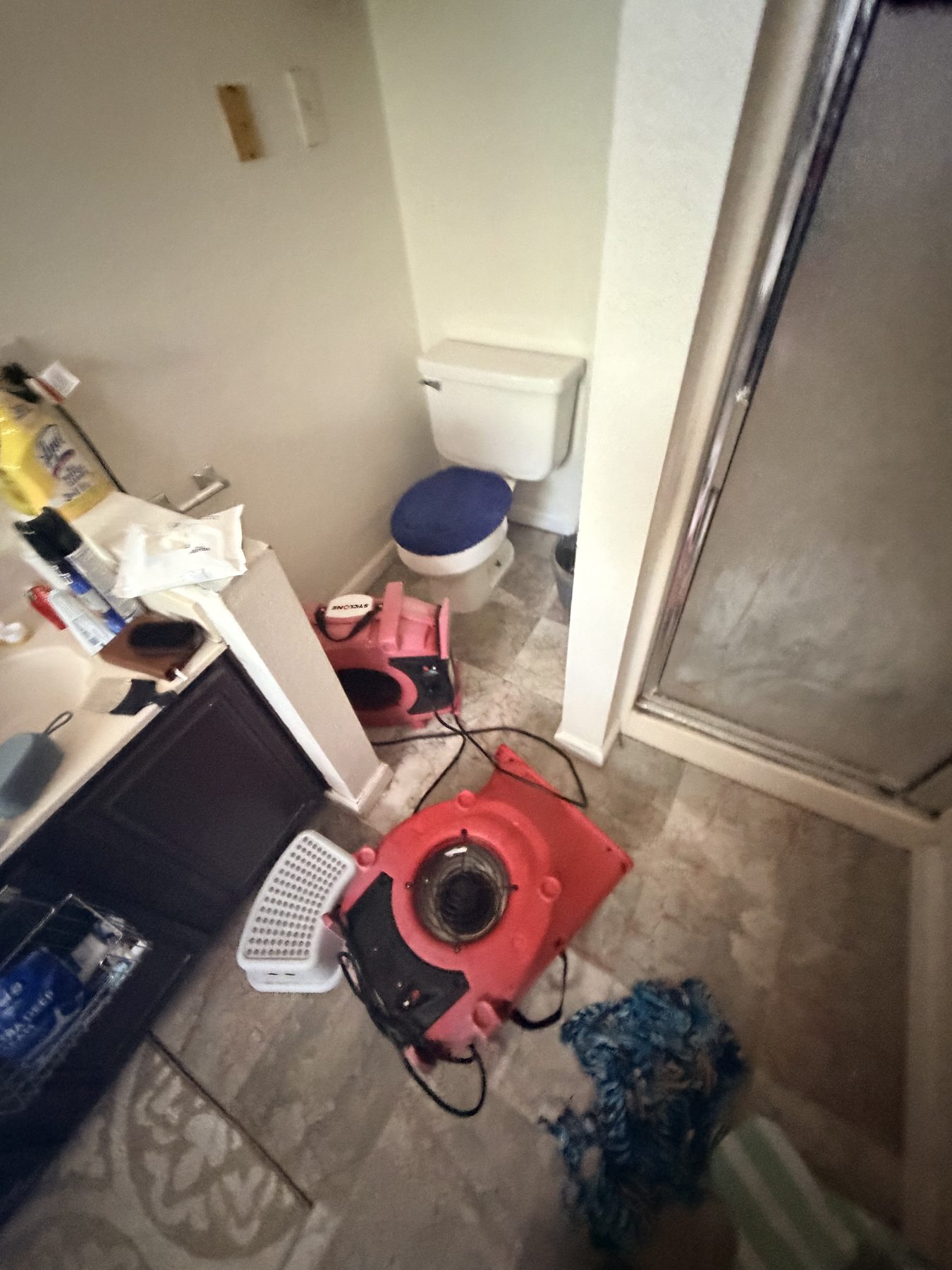 Fort Worth — flood-cut wall with dehumidifier