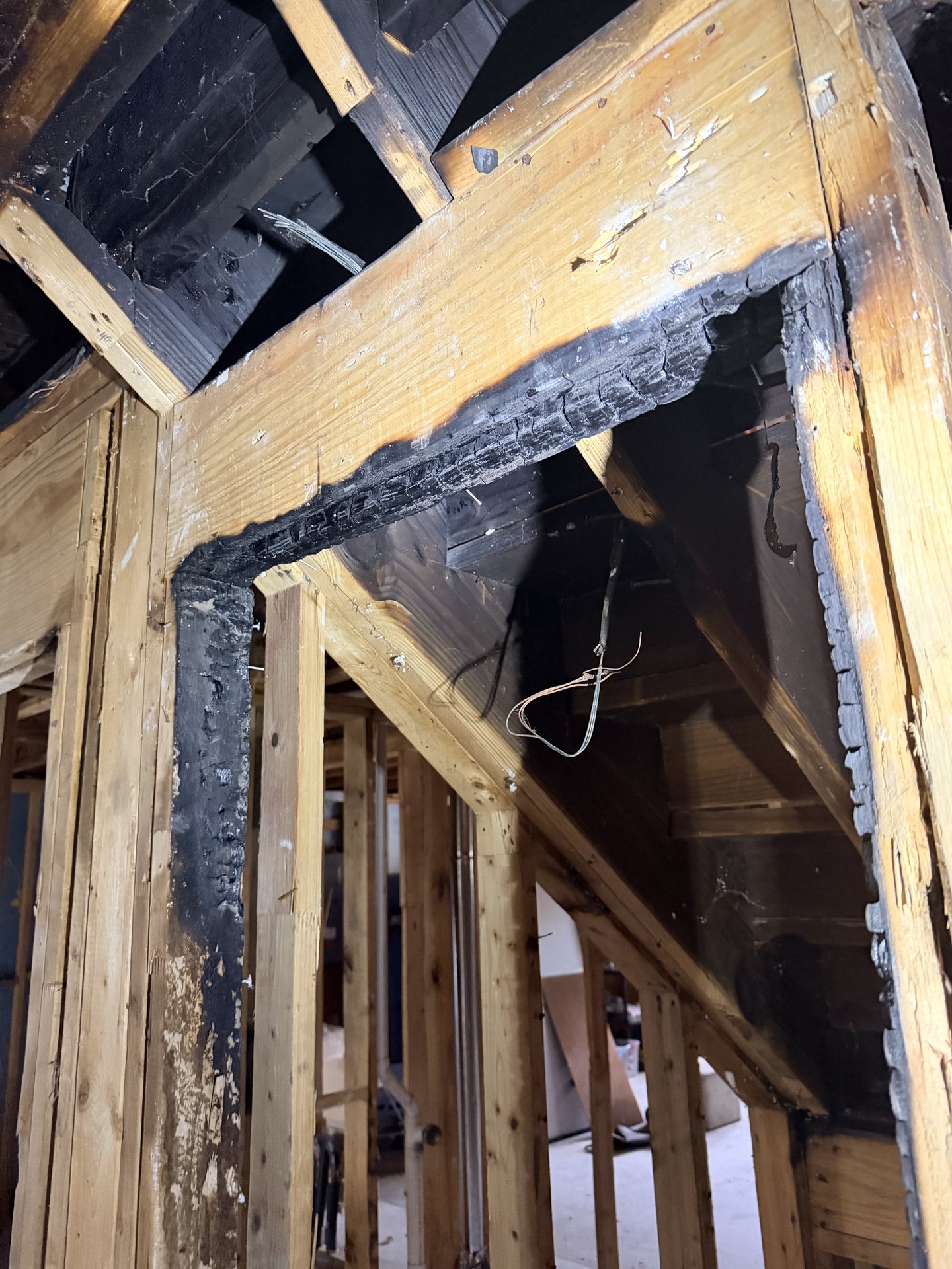 Fort Worth — charred framing