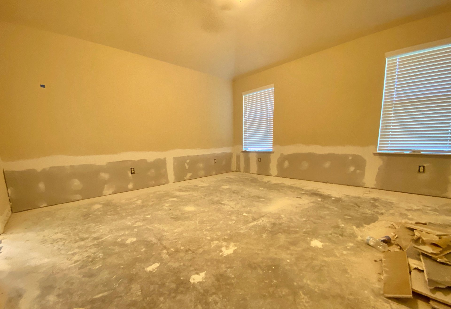 Fort Worth — flood-cut drywall during reconstruction