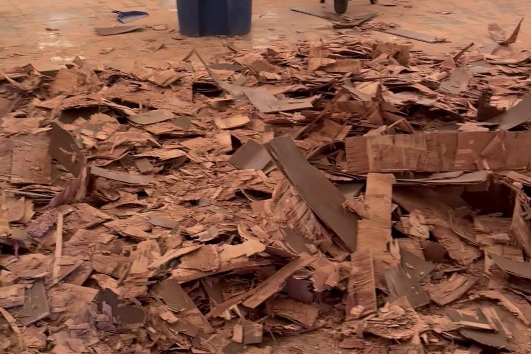 Dallas Design District — wheelbarrow of pulled hardwood