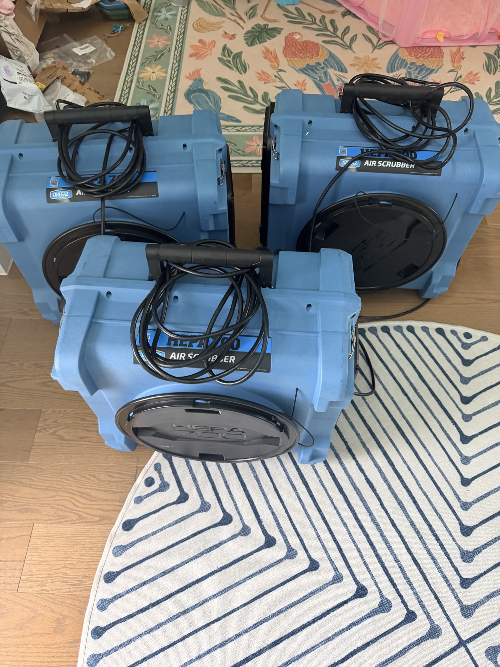 Fort Worth — HEPA 700 air scrubbers staged for a job
