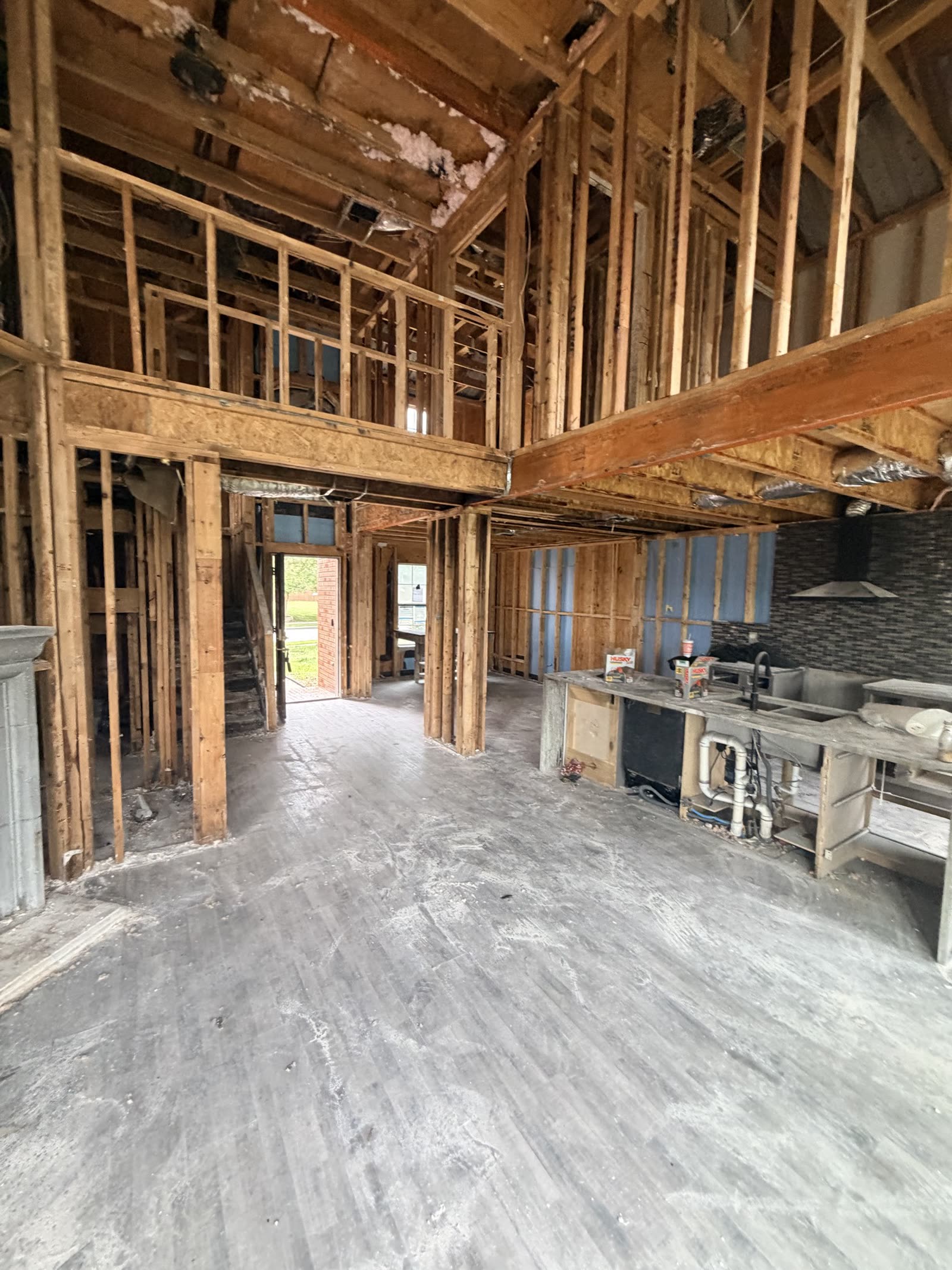 Fort Worth — house opened to wood framing during reconstruction