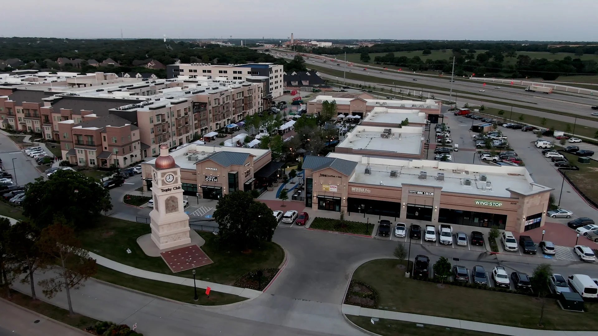 Trophy Club clock tower and town center, Trophy Club, Texas